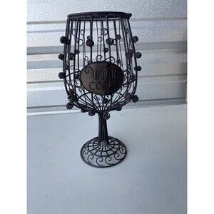 Epic Products Wine Glass Cork Cage Holder Metal Wire Purple Green Beads